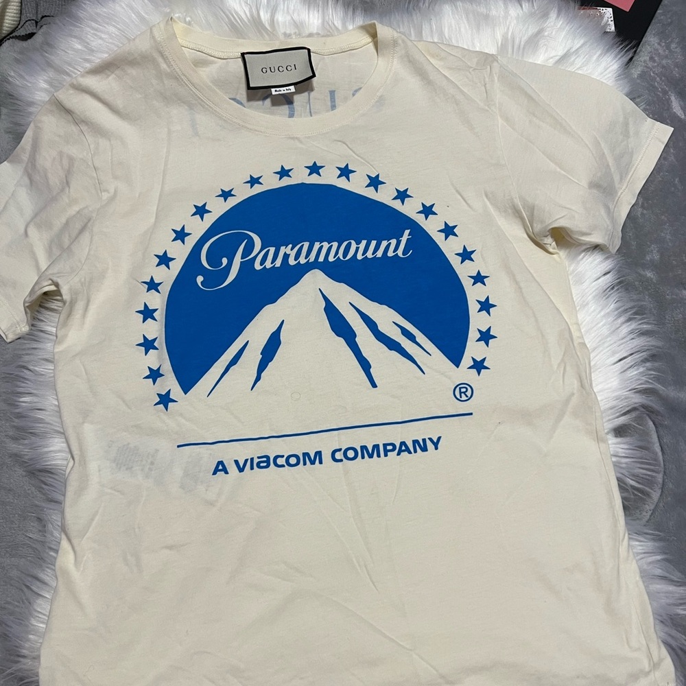 Gucci Cream and Blue Graphic Tee